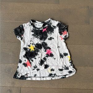 Flowers by Zoe Black & White Tie-Dye Tee with Pink & Yellow Stars